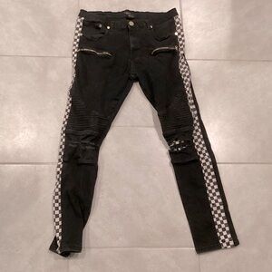 M. Society Checkered Side Stripe Jeans
